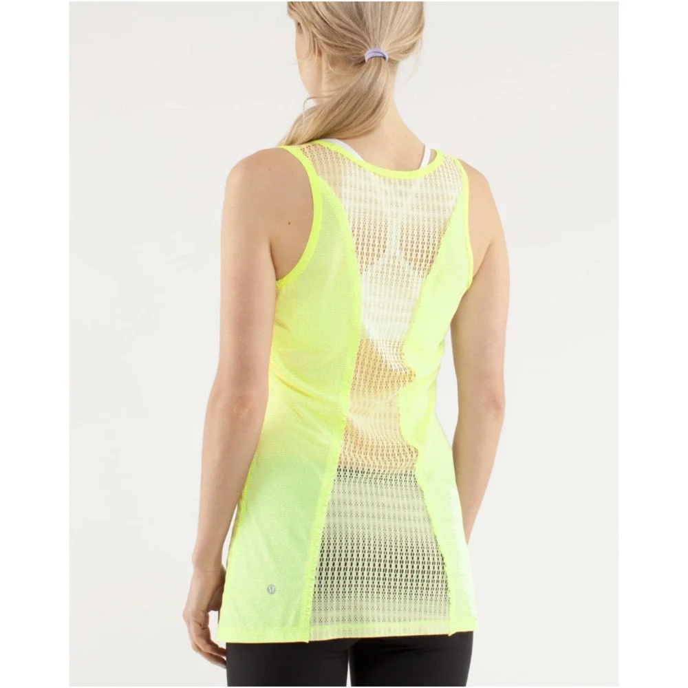 Lululemon Mesh Open Back Tank Neon Size 4 NWOT